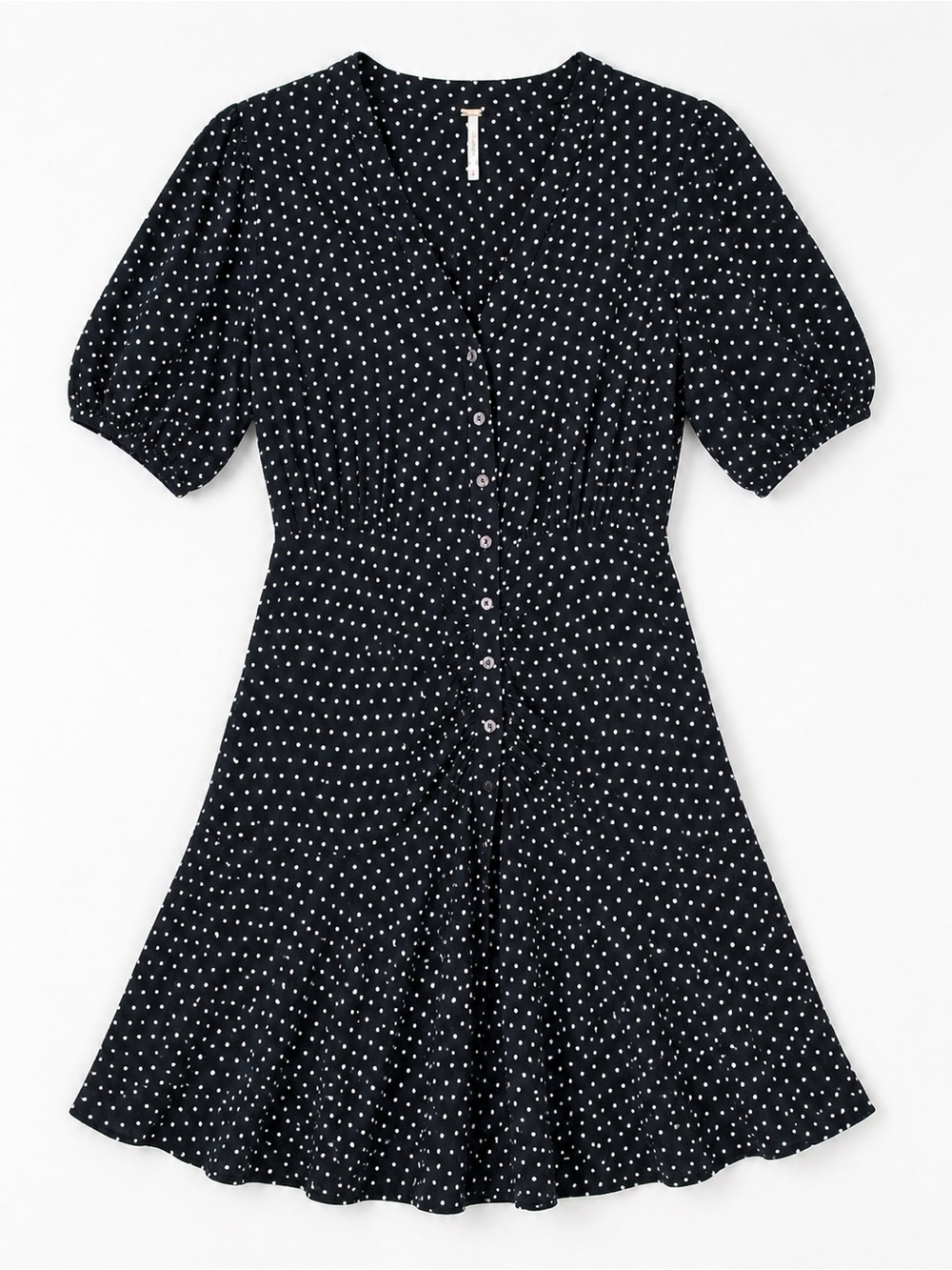 Free People | Pippa Black & White Micro Dot Mini Dress Parisian Chic Size M - Picture 10 of 10